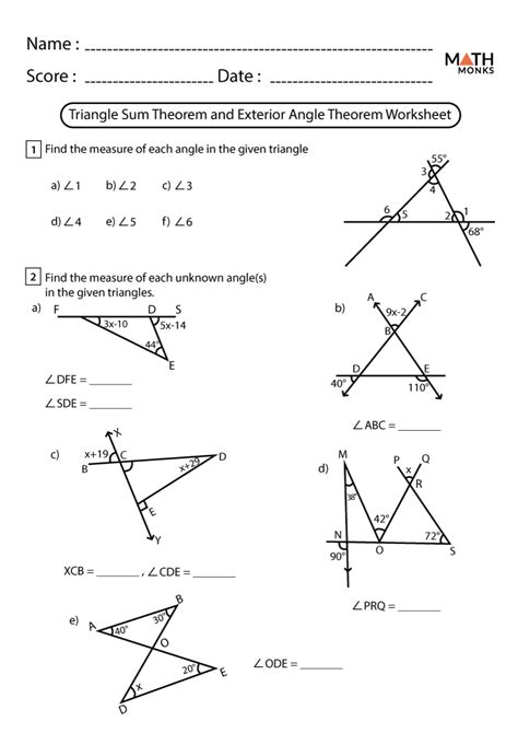 368 Best Of Angle Sum Theorem And Exterior Angle Theorem Worksheet For Modern Design