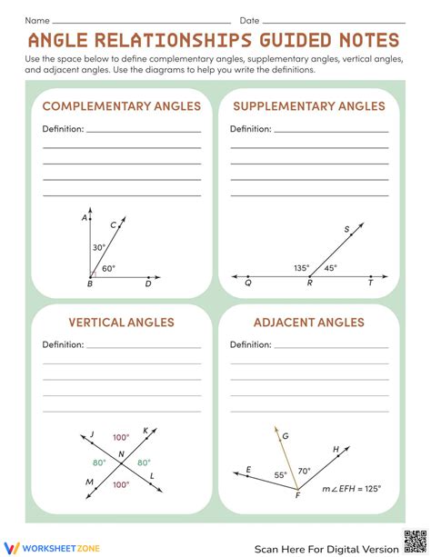 Angle Worksheet And Notes Math Craft Notes