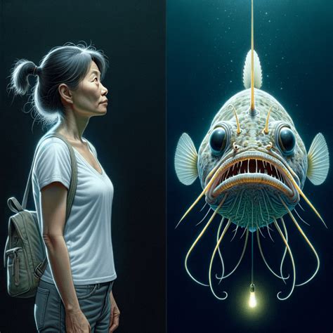 anglerfish compared to human