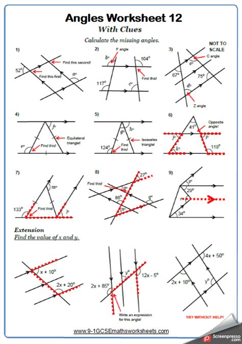 angles and parallel lines worksheet answers pdf