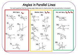 angles and parallel lines worksheet tes