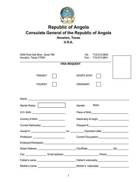 angola visa application form