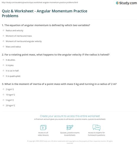 angular momentum practice problems