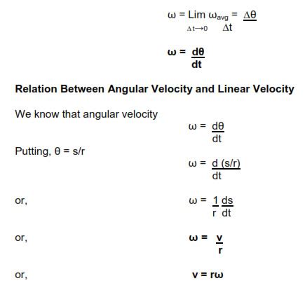angular velocity formula derivation class 11
