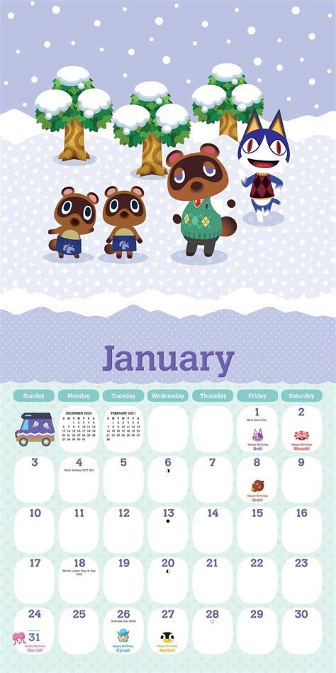 Animal Crossing 2024 Calendar Printable