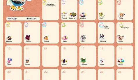 Nintendo Shares Printable Animal Crossing Birthday Calendar For 2021