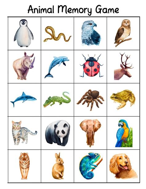 Free Printable Bilingual Animal Matching Cards & Memory Game