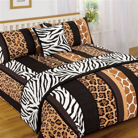 Twin Size Bed Quilt Jungle Animal Prints in Mosaic Crazy