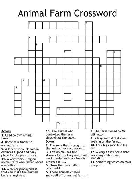 animal farm crossword puzzle answers