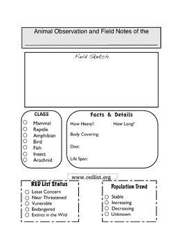 Animal Field Guide Template