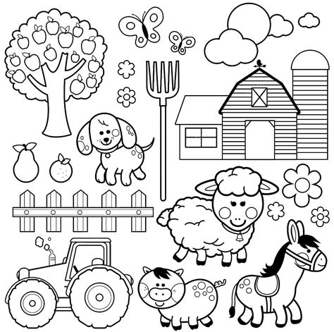 Dibujos de Animales de la granja para Colorear Imprimir y Pintar ﻿🐷🚜