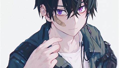 Anime Boy Brown Hair Purple Eyes