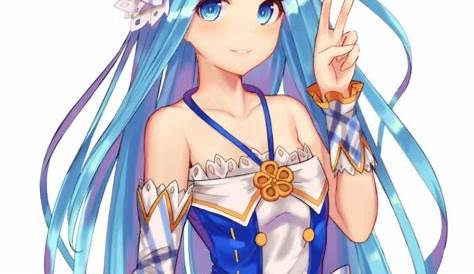 Anime girl in blue dress by areemus on DeviantArt