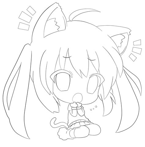 anime chibi girl coloring pages for girls cat ears