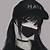 anime girl black hair black and white