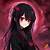 anime girl black hair red eyes