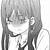 anime girl blushing black and white