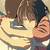 anime girl crying with boy hugging
