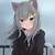 anime girl gray cat
