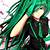 anime girl green hair black dress