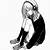anime girl listening to music black and white