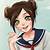 anime girl with brown hair in a bun