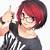 anime girl with short red hair and glasses