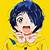 anime girl yellow jacket blue hair