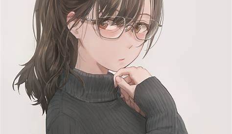 Anime girl with brown hair and glasses | :3 Cute Anime :3 | Pinterest