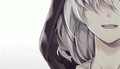 Anime Boy Wallpaper Black Hoodie White Hair