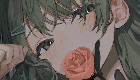 green hair anime icon / pfp Anime Green Hair, Green Hair Girl, Cute