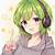 anime school girl with green hair