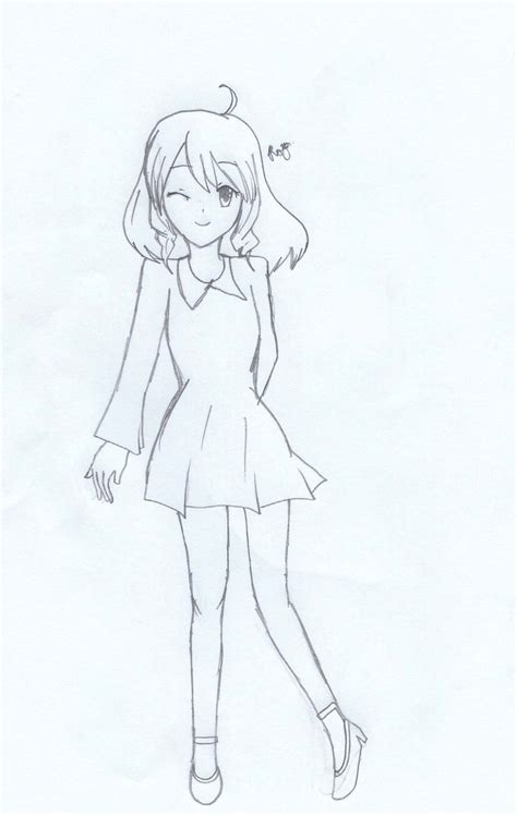 anime drawing girl cute easy full body