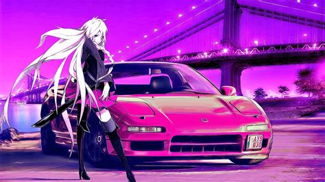 anime girl and car live wallpapers