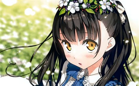 anime girl black hair yellow eyes