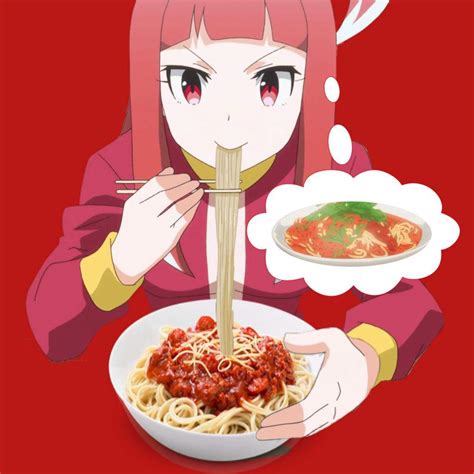 anime girl eating spaghetti