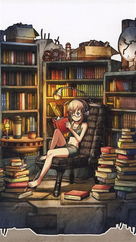 Explore the World of Anime: A Serene Moment of an Anime Girl Reading a Book