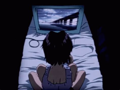 anime girl watching anime gif