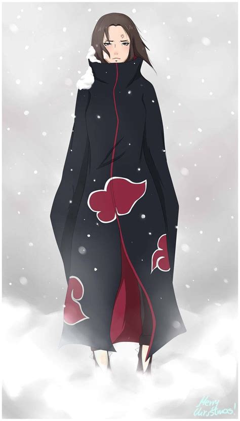 anime girl with akatsuki cloak