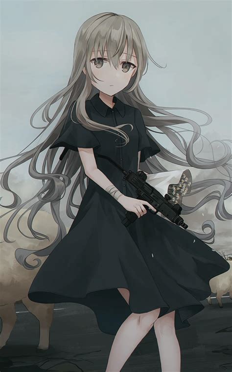 anime girl with grey hair