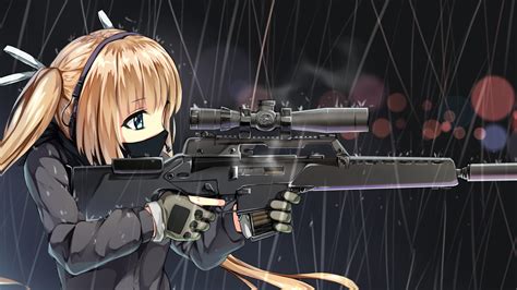 anime girl with pistol wallpaper