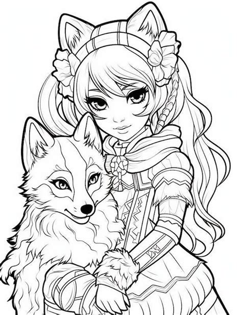 Anime Wolf Coloring Page