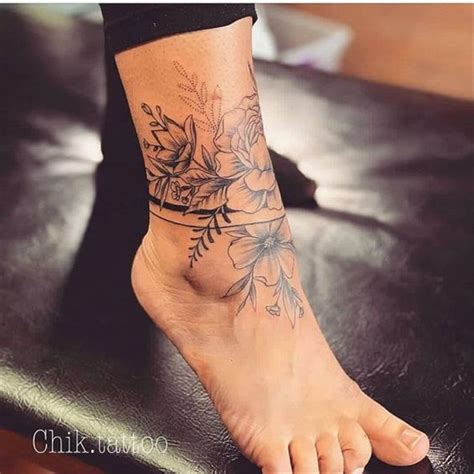 Ankle Floral Tattoos