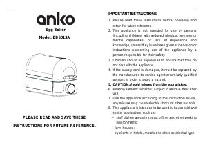 Anko Egg Cooker Instructions