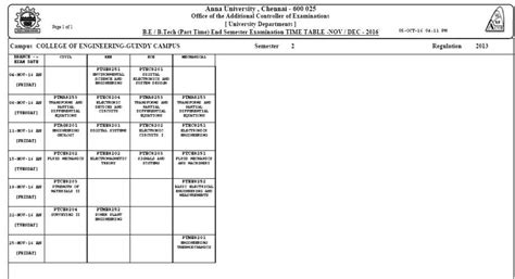 anna university time table nov dec 2023