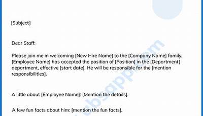 Announcement New Employee Joining Letter Sample