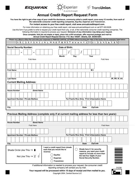 annual credit bureau report request form