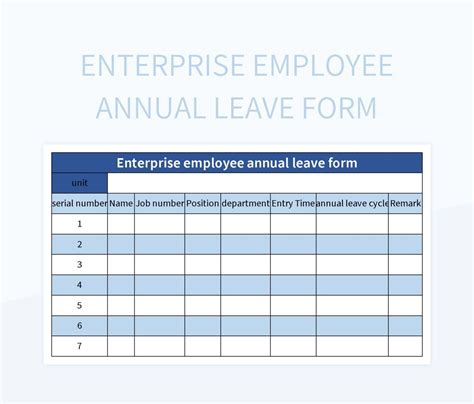 Annual Leave Request Form Excel