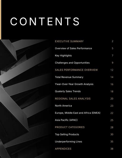 Annual Report Table Of Contents Sample