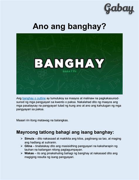 Ano Ang Banghay PDF